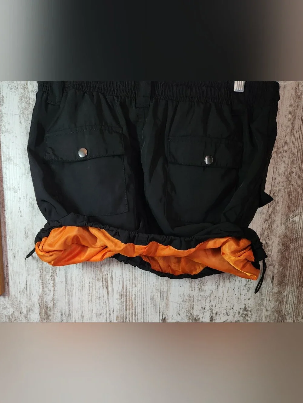 Fashion Nova Black Nylon Parachute Bubble Cargo Mini Skirt Large Halloween Punk